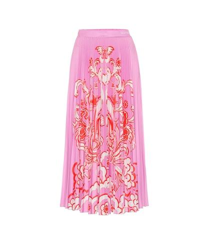 Poupette St Barth Printed Pleated Midi Skirt