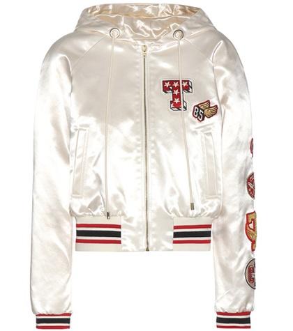 T By Alexander Wang Satin Bomber Jacket With Appliqué