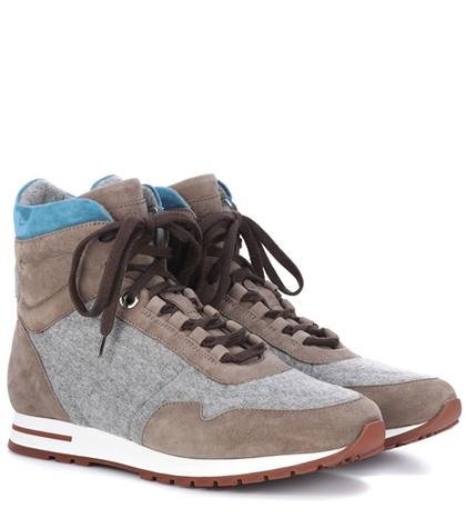 Loro Piana Cashmere And Suede Sneakers