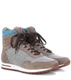 Loro Piana Cashmere And Suede Sneakers