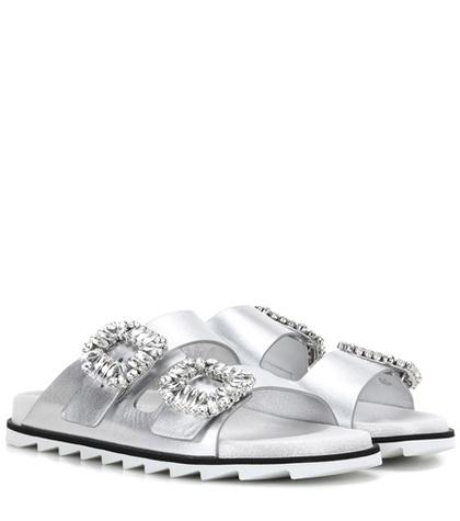 Roger Vivier Slidy Viv' Leather Sandals