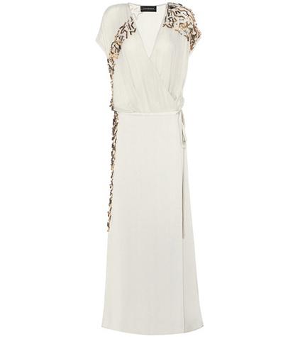 Fendi Wynona Embellished Crêpe Wrap Dress