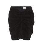 Saint Laurent Gathered Suede Miniskirt