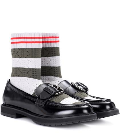 Fendi Rockoko Leather Sock Loafers