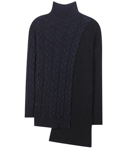 Stella Mccartney Asymmetrical Wool-blend Turtleneck Sweater