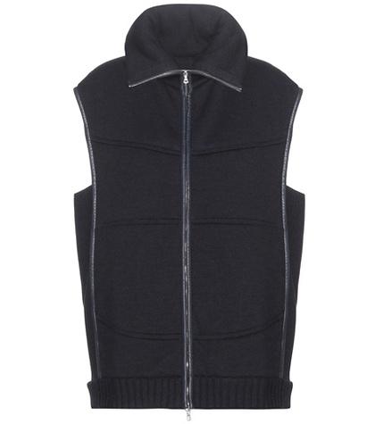 M. Patmos Leather Trimmed Wool Vest
