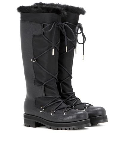Jimmy Choo Dunn Fur-trimmed Leather Boots