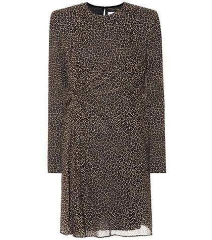 Saint Laurent Leopard Virgin Wool Minidress