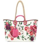 Dolce & Gabbana Floral Cotton And Leather Tote