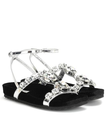 Bonpoint Crystal-embellished Leather Sandals