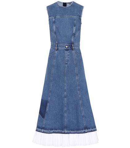 Alexander Mcqueen Poplin-trimmed Denim Dress
