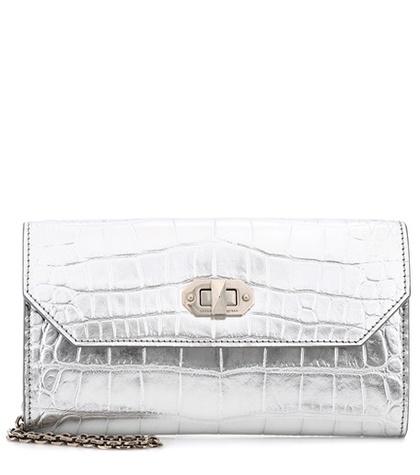 Alexander Mcqueen Embossed Metallic Leather Clutch