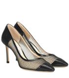 Jimmy Choo Romy 85 Patent Leather And Mesh Pumps
