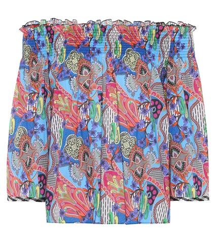 Etro Printed Off-the-shoulder Blouse
