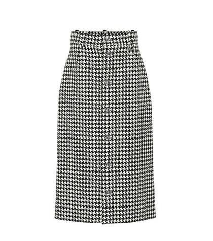 Balenciaga Houndstooth Wool-blend Midi Skirt