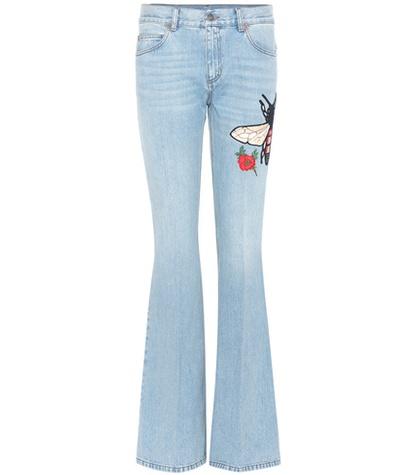 Gucci Flared Jeans With Embroidered Appliqué