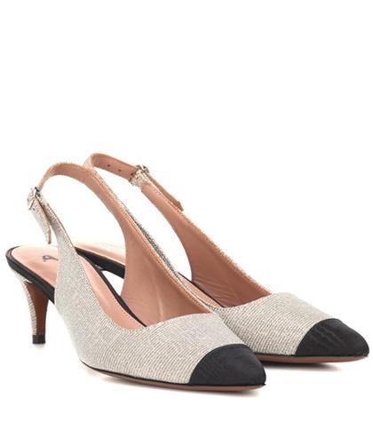 Off-white Metallic Slingback Pumps