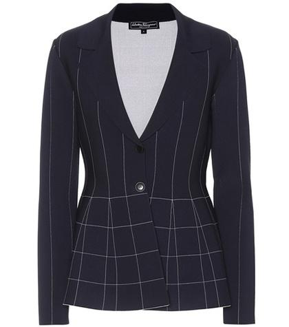 Salvatore Ferragamo Check Crêpe Blazer