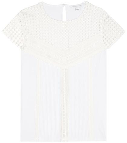 Diane Von Furstenberg Lauryn Guipure Lace-trimmed T-shirt