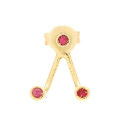 Aliita Trio 9kt Gold Singe Earring With Rubies