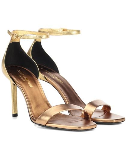 Saint Laurent Amber 85 Metallic Leather Sandals