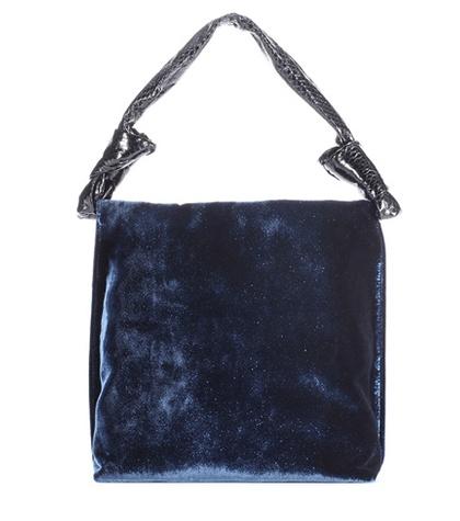 The Row Small Wander Velvet And Snakeskin Shoulder Bag