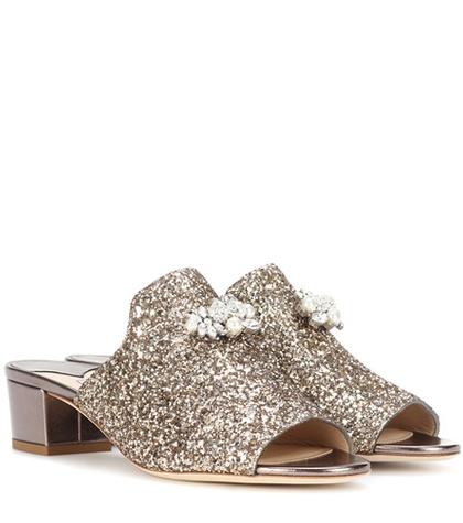 Jimmy Choo Myla Embellished Glitter Mules