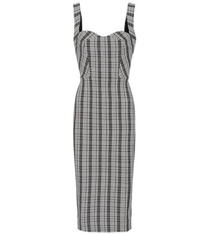 Victoria Beckham Plaid Wool-blend Sleeveless Dress