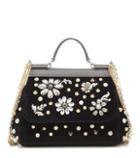Dolce & Gabbana Sicily Small Embellished Velvet Shoulder Bag