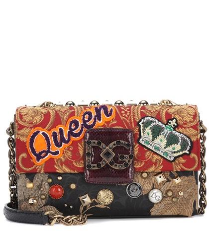 Dolce & Gabbana Leather-trimmed Embellished Shoulder Bag