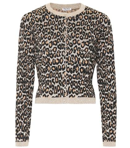 Saint Laurent Leopard Wool-blend Jacquard Cardigan