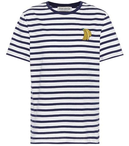 Self-portrait Banana Striped Cotton T-shirt