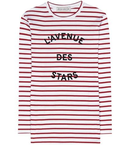 Valentino L'avenue Des Stars Striped Cotton Top