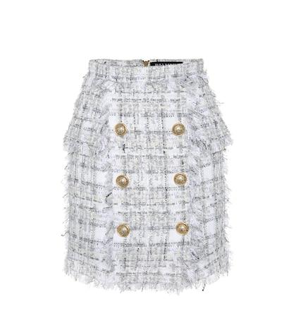 Balmain Exclusive To Mytheresa – Metallic Checked Tweed Miniskirt