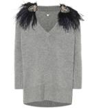 Johanna Ortiz Feather-trimmed Cashmere Sweater