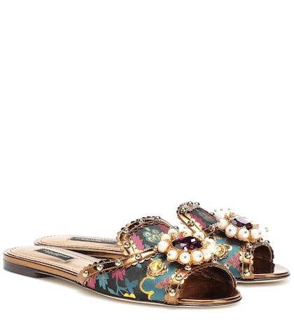 Dolce & Gabbana Embellished Brocade Slippers