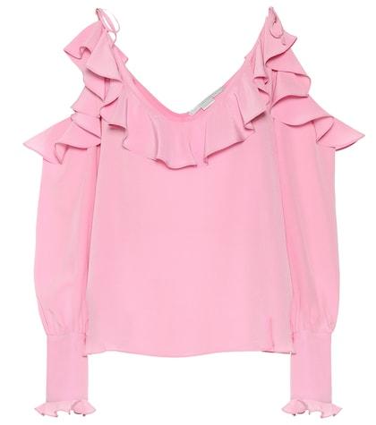 Stella Mccartney Cold-shoulder Silk Blouse