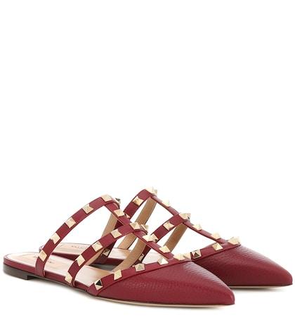 Roger Vivier Valentino Garavani Rockstud Leather Slippers
