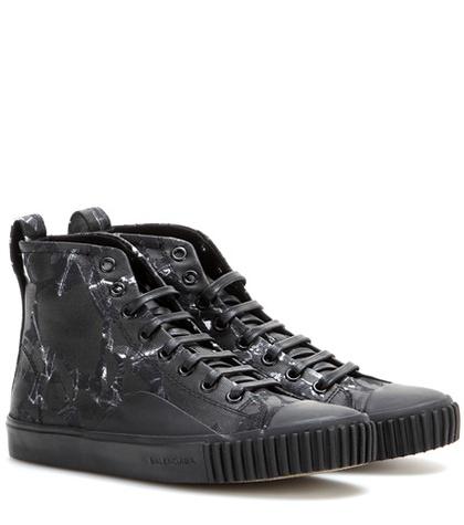 Balenciaga Printed Canvas High-top Sneakers