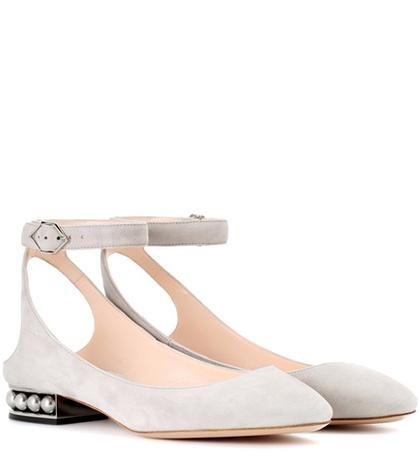 Nicholas Kirkwood Lola Pearl Suede Ankle Strap Ballerinas