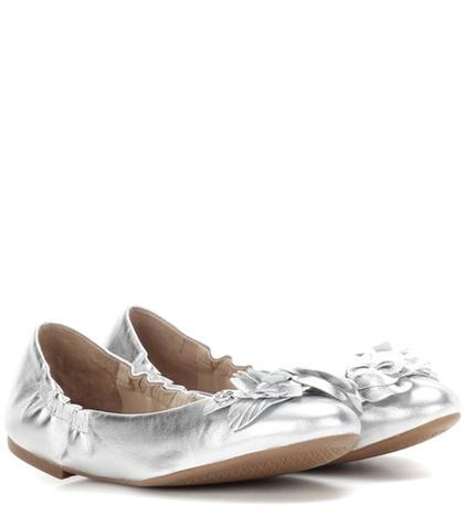 Tory Burch Blossom Metallic Leather Ballerinas