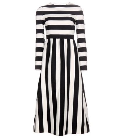 Valentino Striped Wool And Silk-blend Dress