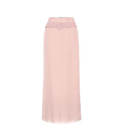 Msgm Belted Silk Chiffon Skirt