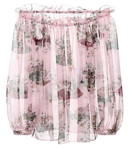 Dolce & Gabbana Printed Silk Off-the-shoulder Top