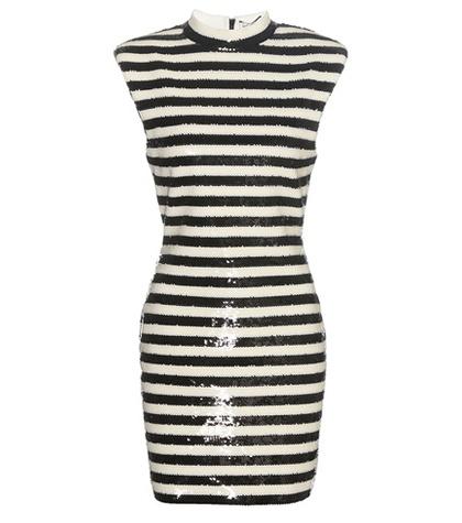 Saint Laurent Striped Sequinned Dress