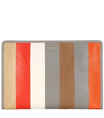 Balenciaga Holiday Bazar Striped Leather Clutch