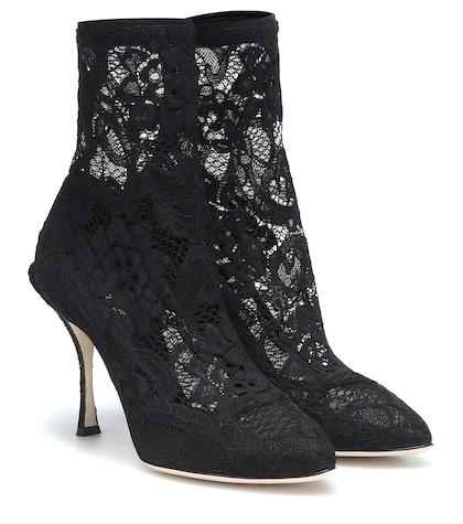 Dolce & Gabbana Stretch Lace Ankle Boots