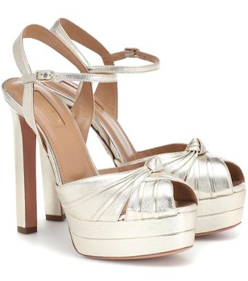 Aquazzura Evita 130 Leather Plateau Sandals