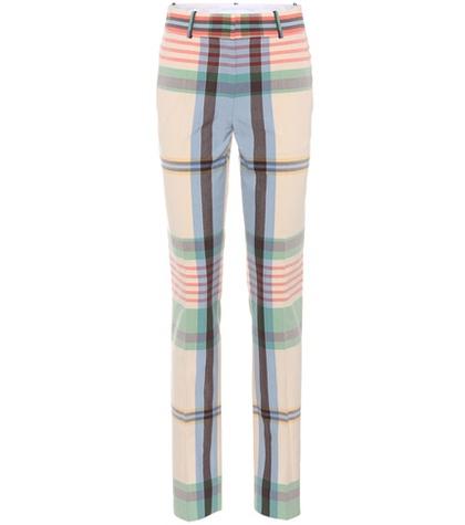 Victoria Beckham Plaid Cotton Trousers