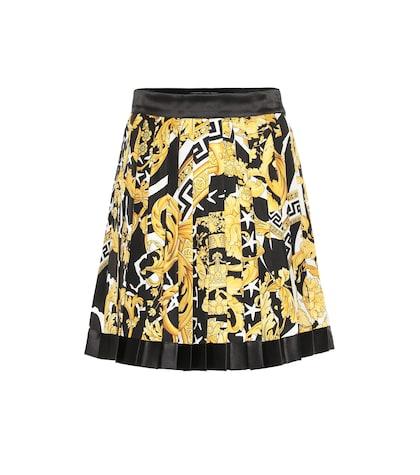 Versace Baroque Pleated Silk Miniskirt